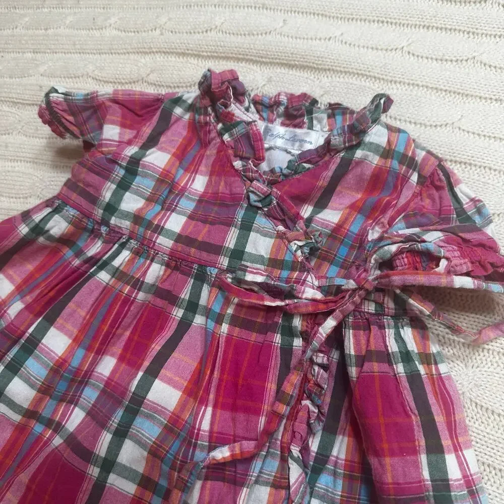 Ralph Lauren Pink Plaid Wrap Dress sz 3 m